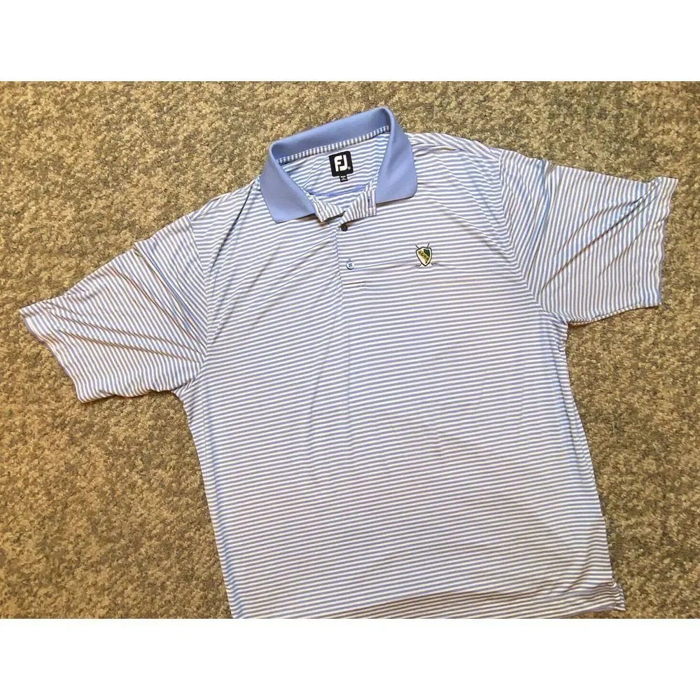 FootJoy Men's Size XL Navy Blue Stripe Polo Shirt Golf Shirt Polo Outdoor Golf - Picture 4 of 7